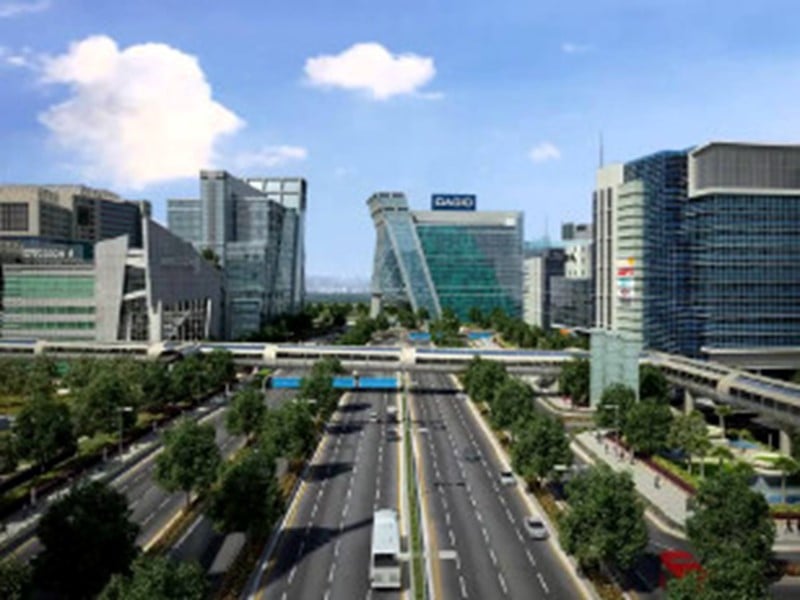 a highway with a train on it